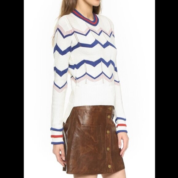 Veronica Beard Sweaters - Veronica Beard Kindling Chevron Striped Pointelle Sweater (As Seen on TV) M